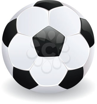 Shiny soccer (football) ball in black and white.