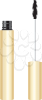 Beauty products yellow gold mascara tube and brush set.