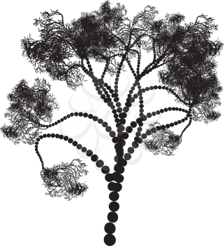 Decorative stylized tree design, abstract black silhouette.