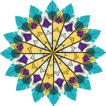 Decorative stylized colorful round ornament, mandala design illustration.