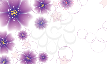 Elegant floral background with abstract purple flowers.