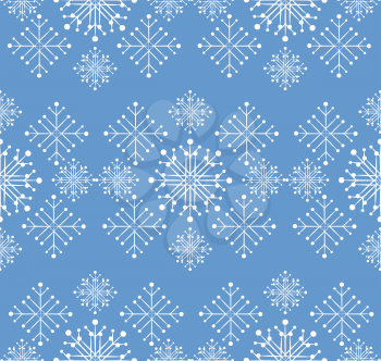 Illustration of white snowflakes on blue background.