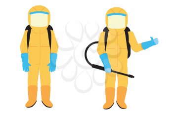 Worker in a personal yellow protective suit design.