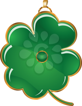 Illustration of four leafs green shamrock as the jewelry.