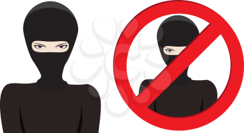 Man in a black mask, thief, terrorist or special force soldier on white background.