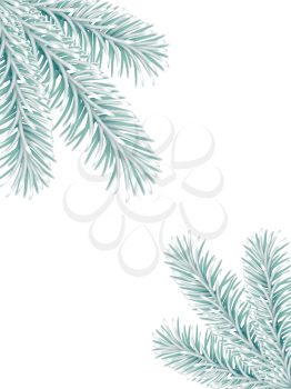 Decorative branch of fir tree in light green color