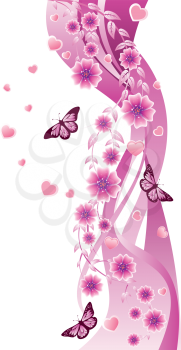 Beautiful pink ornament with butterflies and flowers.