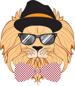 Abstract illustration on lion head, hipster style.