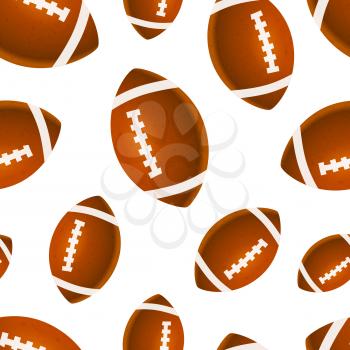 A lot of bright rugby balls on white, seamless pattern