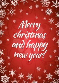 Merry christmas and happy new year, red greeting card, vertical holiday background a4 proportions