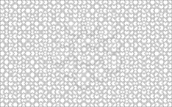 1000 white puzzles pieces arranged in a 25x40 rectangle shape. Jigsaw Puzzle template ready for print. Cutting guidelines isolated on white