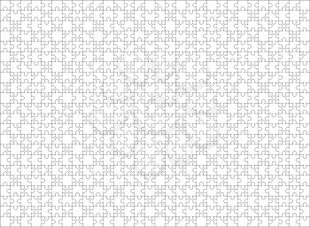 660 white puzzles pieces arranged in a rectangle shape. Jigsaw Puzzle template ready for print. Cutting guidelines isolated on white