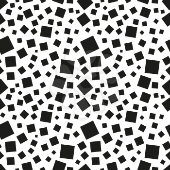 Abstract black squares on white seamless pattern