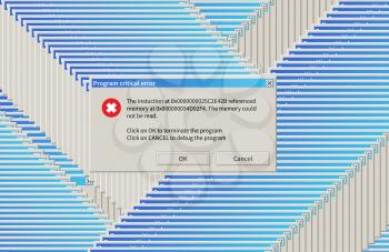 A lot of critical computer errors, operating system crash conceptual background