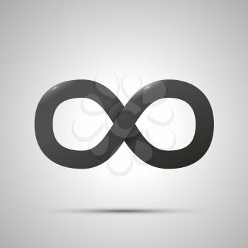 Black simple Infinity sign with shadow on white background