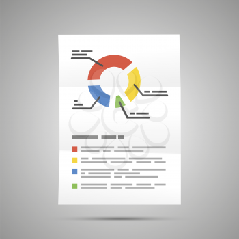 Bright colorful diagram a4 document icon with shadow