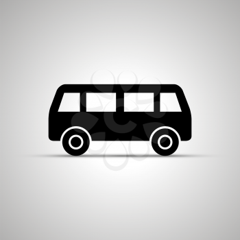 Bus silhouette, simple black phone icon with shadow
