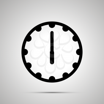Clock face showing 6-00, simple black icon isolated on white