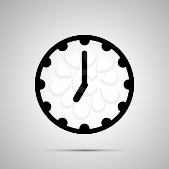 Clock face showing 7-00, simple black icon isolated on white