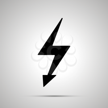 Electricity symbol, simple black power icon with shadow