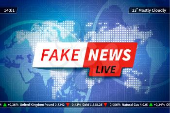 Fake news background, screen saver with world map