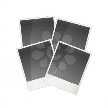 Four realistic polaroid photo frame isolated on white