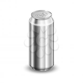Half liter glossy aluminum can, soda or beer template on white
