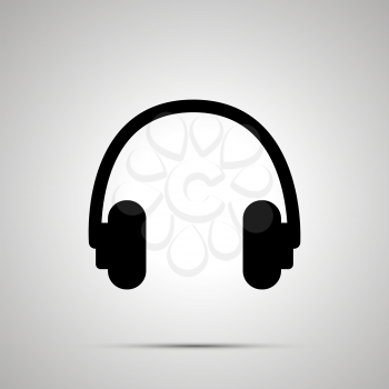 Headphones silhouette, simple black icon with shadow