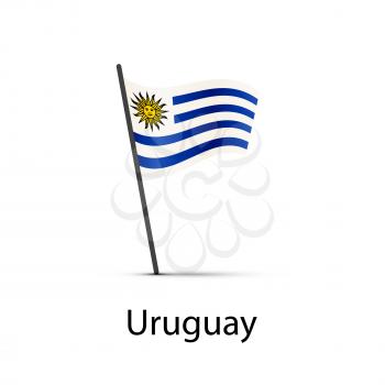 Uruguay flag on pole, infographic element isolated on white