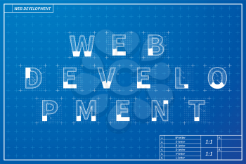 Web development phrase scheme in blueprint style with marks