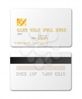 White blank credit card mockup isolated on white