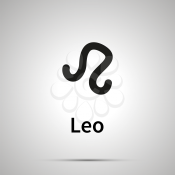 Leo astronomical sign, simple black icon with shadow on gray