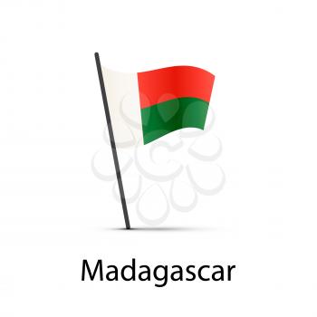 Madagascar flag on pole, infographic element isolated on white