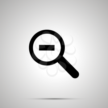 Magnifying glass with minus symbol, zoom-out simple black icon on gray