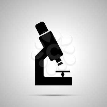 Microscope silhouette, simple black icon with shadow