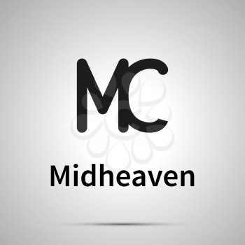 Midheaven astronomical sign, simple black icon with shadow