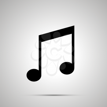 Music note silhouette, simple black icon with shadow