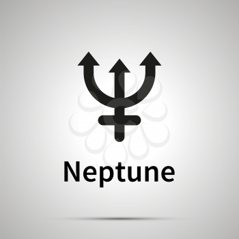 Neptune astronomical sign, simple black icon with shadow