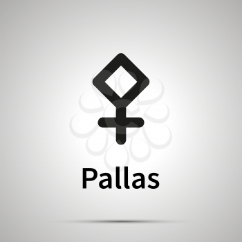 Pallas astronomical sign, simple black icon with shadow