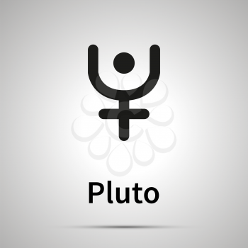 Pluto astronomical sign, simple black icon with shadow