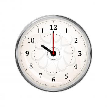 Realistic clock face showing 10-00 isolated on white
