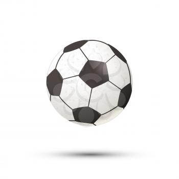 Realistic football ball icon with shadow isolated on white