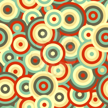 Rings and circles in retro colours, seamless pattern