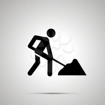 Road worker silhouette, simple black icon with shadow