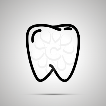 Simple black human teeth icon with with shadow on gray