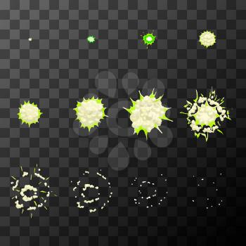 Sprite sheet for cartoon explosion, game effect animation of 12 frames