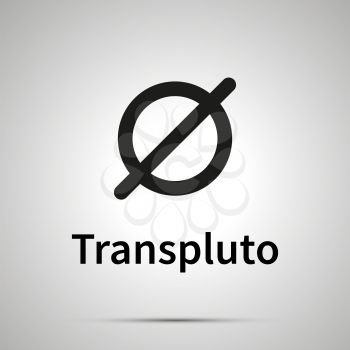 Transpluto astronomical sign, simple black icon with shadow