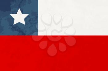 True proportions Chile flag with grunge texture