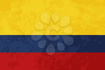 True proportions Colombia flag with grunge texture
