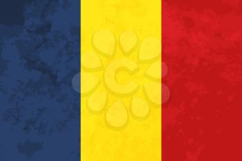 True proportions Romania flag with grunge texture